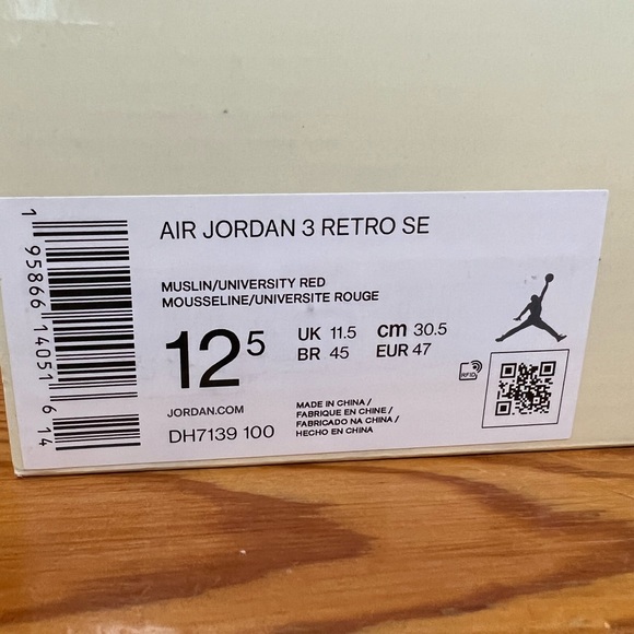 Nike Air Jordan 3 Retro SE 12.5 Muslin University Red - Picture 2 of 16